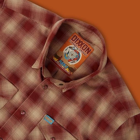 Dixxon Pueblo Mens Flannel Tan Desert Red Maroon - Picture 2 of 4